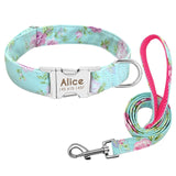 Personalized Dog Collar and Matching Leash Set