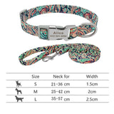 Personalized Nylon Dog Collar and Matching Leash Set